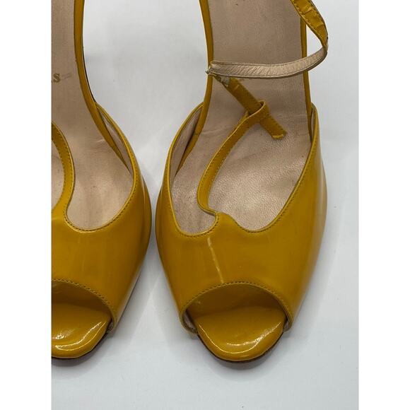 CHRISTIAN LOUBOUTIN Women's Mustard Yellow Peep-Toe Stiletto Heels SZ 39(US9) - Picture 3 of 10